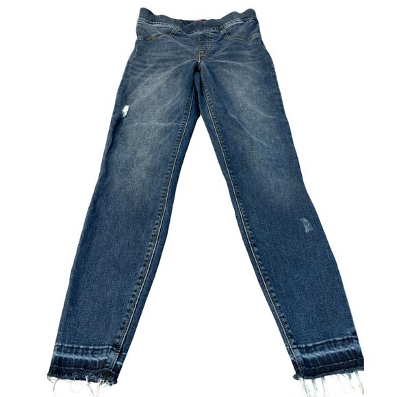 SPANX Denim - Spanx Women's Skinny Slightly Distressed Raw Hem Pull On Jeans Size Small